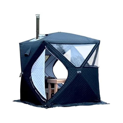 ATUMY Campingzelt Outdoor-Saunahaus für 3–4 Personen, 4-Jahreszeiten-Saunahaus mit verdicktem Winter-EIS-Angelzelt, großes Fenster/Kamin, Mund, schnell zu öffnen biwakzelt(Chimney Hole red) von ATUMY