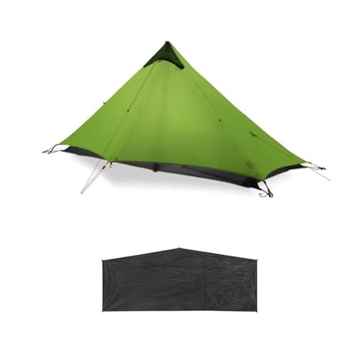 Campingzelt Outdoor-Campingzelt für 1 Person, 3–4 Jahreszeiten, professionelles 15D-Silnylon-Stangenloses, ultraleichtes Wander-Campingzelt biwakzelt(Green 4 S with Mat) von ATUMY