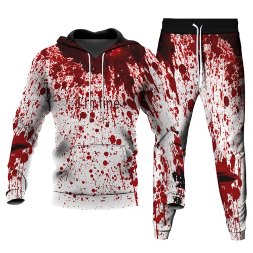 ATZTD Halloween Herren Jogginganzug Zweiteiliges Set Hoodies + Sweatpants Farbe S-6XL (Herren 5, XL) von ATZTD