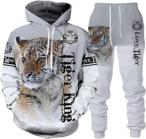 Herren Tier 3D Tiger Jogginganzüge Set 3D gedruckt S-6XL (Tiger 5,M) von ATZTD