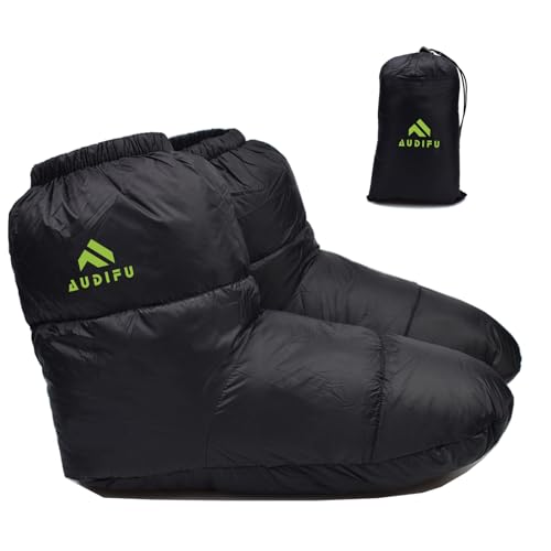 AUDIFU Daunenstiefel, warme Socken, ultraleichte Schlafsocken für Camping, Rucksackreisen, Camp-Schlafsack, Zelt, Daunenfußwärmer für Damen und Herren, Schwarz, Größe L AUDIFU Daunenstiefel, warme Socken, ultraleichte Schlafsocken für Camping, Rucksackreisen, Camp-Schlafsack, Zelt, Daunenfußwärmer für Damen und Herren, Schwarz, Größe L von AUDIFU