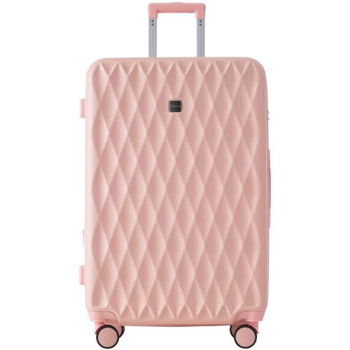 AUJDKDH Hartschalen-Koffer, Rollkoffer, Reisekoffer, Handgepäck 4 Rollen, ABS-Material, TSA Zollschloss (.,Pink + ABS + 24") von AUJDKDH