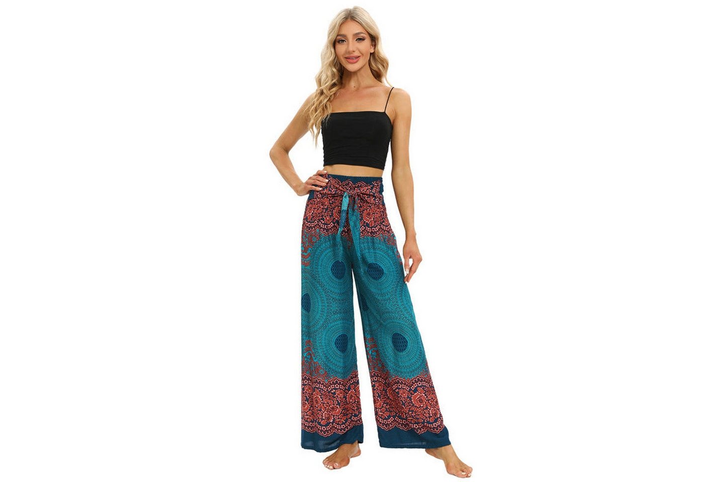 AUKUU Loungepants Sommer, Übergröße, Damenbekleidung, hohe Taille, weite Freizeithose, Jumpsuit, Yogahose von AUKUU