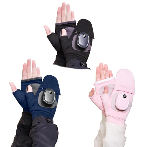 AUTOECHO Beheizte Handschuhe, elektrische Handschuhe,wasserdichte wiederaufladbare Handschuhe - Intelligente tragbare elektrische Fingerlose Handschuhe, verstellbare wiederaufladbare Heizhandschuhe von AUTOECHO