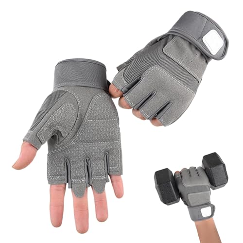 AUTOECHO Fingerlose Handschuhe Herren,Fingerlose Herrenhandschuhe - Verstellbare Handgelenk-Motorradhandschuhe - rutschfeste, verstärkte Handflächenhandschuhe für die Jagd, das Radfahren, Klettern, von AUTOECHO