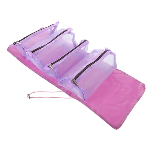 AUTSUPPL Kosmetiktasche wasserdichte Reiseutensilien Hygienebeutel Mit Reißverschluss Tragbarer Kulturbeutel Make-up-pinselhalter Aus Mesh Badezimmertasche Für Die Dusche Violett Polyester von AUTSUPPL