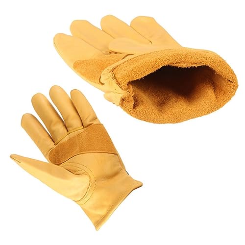 AUTSUPPL Vintage Unisex Handschuhe Verdicken Warme Verschleißfeste Anti Rutsch Handschuhe Für Fahren Radfahren Camping Gelb Größe L von AUTSUPPL