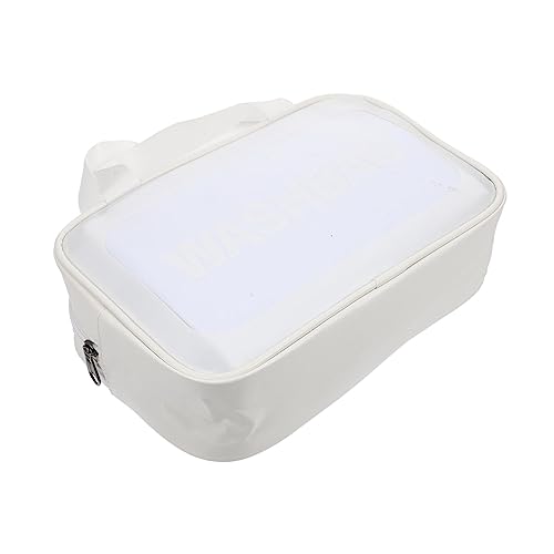 AUTSUPPL transparente Kosmetiktasche Kulturbeutel für Damen Kulturbeutel für unterwegs Wäschesack Kulturbeutel klar Storage Pockets Storage Bags tragbare Make-up-Tasche Badetasche PVC Weiß von AUTSUPPL