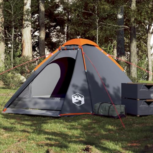 AUVYI Kuppel-Campingzelt 4 Personen Grau und Orange Wasserdicht 185T Polyester mit PU-Beschichtung 310x240x130 cm von AUVYI