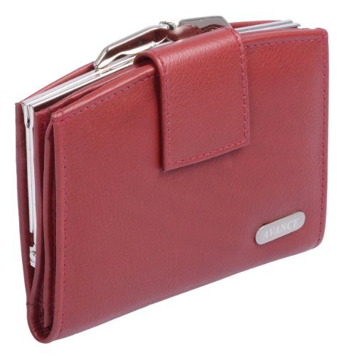 Damenknipsbörse AVANCO in Echt-Leder, cherry, 12x9cm Damenknipsbörse AVANCO in Echt-Leder, cherry, 12x9cm von AVANCO