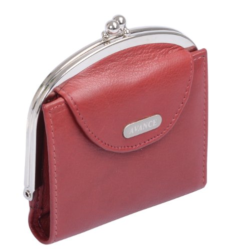 AVANCO Damenknipsbörse Echt-Leder, cherry, 10x10x1,5cm AVANCO Damenknipsbörse Echt-Leder, cherry, 10x10x1,5cm von AVANCO