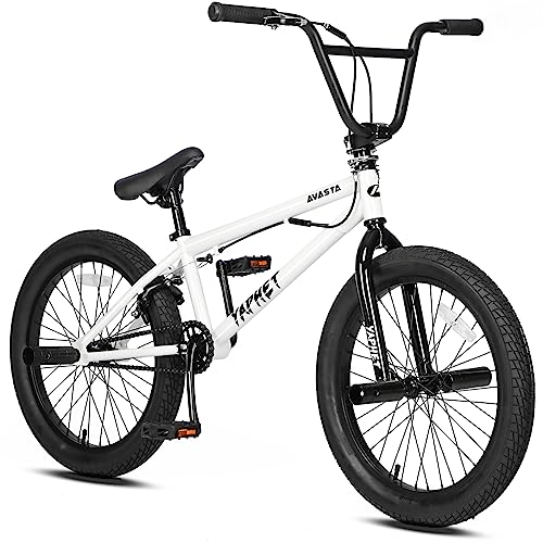 AVASTA 20 Inch Kids Bike Freestyle BMX Fahrräder für 6 7 8 9 10 11 12 13 14 Jahre alte Jungen und Anfänger mit Heringen, Weiß von AVASTA