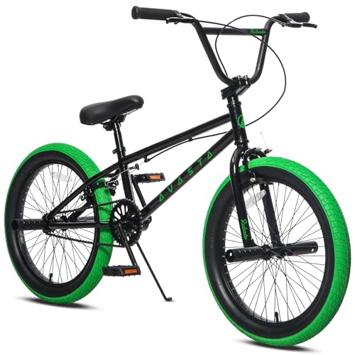 AVASTA 20 Zoll Kinder BMX Fahrrad Freestyle Fahrrad für 6 7 8 9 10 11 12 13 14 Jahre alt Jungen Mädchen mit 4 Pegs, Schwarz & Grün AVASTA 20 Zoll Kinder BMX Fahrrad Freestyle Fahrrad für 6 7 8 9 10 11 12 13 14 Jahre alt Jungen Mädchen mit 4 Pegs, Schwarz & Grün von AVASTA