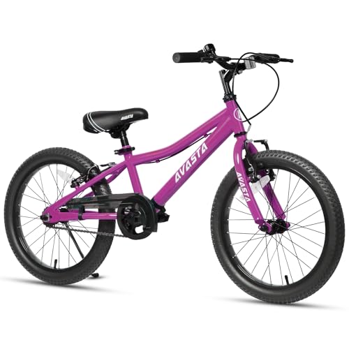 AVASTA 20-Zoll-Kinderfahrrad für 6 7 8 9 10 Jahre alte große Kinder Jungen Mädchen Teenager mit Dual Handbremsen & Kickstand und verstellbarem Sitz, rosa von AVASTA