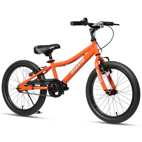 AVASTA 20-Zoll-Kinderfahrrad für 6 7 8 9 10 Jahre alte große Kinder Jungen Mädchen Teenager mit Dual Handbremsen & Kickstand und verstellbarem Sitz,Orange von AVASTA