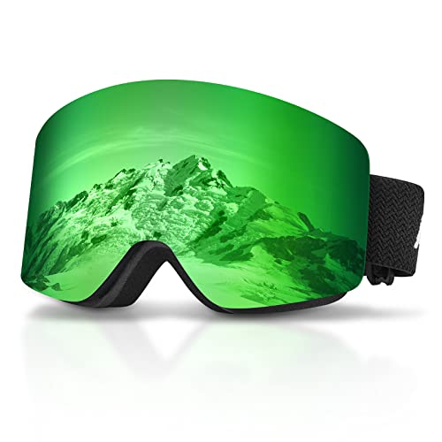 AVAWAY Skibrille Rahmenlose Snowboard Brille für Damen Herren Zylinder Verspiegelt Magnet-Wechselsystem OTG UV-Schutz Anti Fog Linse AVAWAY Skibrille Rahmenlose Snowboard Brille für Damen Herren Zylinder Verspiegelt Magnet-Wechselsystem OTG UV-Schutz Anti Fog Linse von AVAWAY