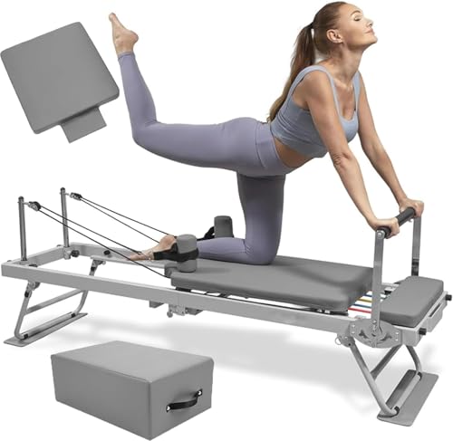 AVSMGP Pilates Reformer Für Zuhause Verstellbare Faltbarer Pilates Reformer Für Das Training Zu Hause Krafttraining, Perfekt Für Pilates-Liebhaber,Grau von AVSMGP