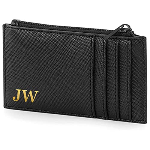 AWASG Personalisiertes Kartenetui mit Münzfach für Damen Herren | Kleine Geldbörse mit Kartenfach | Kartenhalter Portemonnaie für Sie Ihn mit Initialen schwarz/schwarz AWASG Personalisiertes Kartenetui mit Münzfach für Damen Herren | Kleine Geldbörse mit Kartenfach | Kartenhalter Portemonnaie für Sie Ihn mit Initialen schwarz/schwarz von AWASG