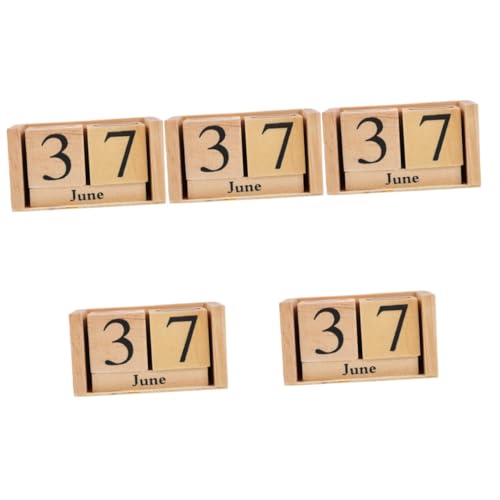 5 Stück Holzblockkalender, Desktop-Kalender, Tischkalender, Vintage-Dekor, Schreibtischkalender, eleganter Blockkalender, dekorativer ewiger Kalender, vertikale Dekoration, Kalender für Schreibtisch von AWAYDD