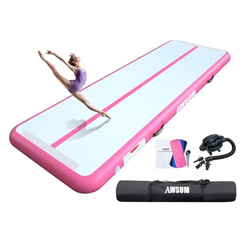 AWSUM Air Tracking Matte Tumbling Matten, Aufblasbar Gymnastikmatte Turnmatte, 10cm hoch mit Luftpumpe Air Matte Track mit Tragetasche für Zuhause, Yoga Outdoor Übungsgymnastik usw von AWSUM