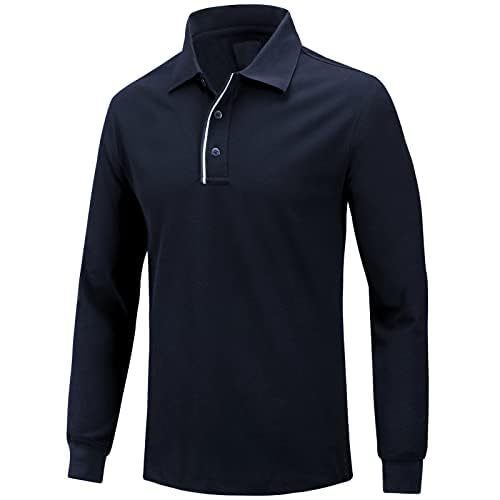 Golf Poloshirt Herren Pro 3.0 T-Shirt Freizeitshirt Männer Slim Fit Kurzarm Langarm Polo Shirts Atmungsaktiv Schnell Trocknend Tshirts Kragen mit Knopfleiste für Sommer Sport Outdoor (3XL, Indigo) von AXKAL