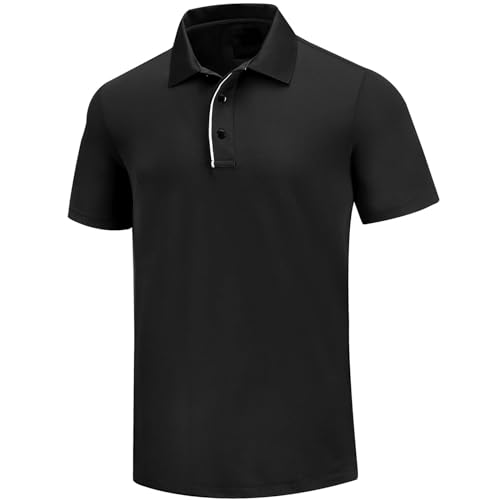 Golf Poloshirt Herren Pro 3.0 T-Shirt Freizeitshirt Männer Slim Fit Kurzarm Langarm Polo Shirts Atmungsaktiv Schnell Trocknend Tshirts Kragen mit Knopfleiste für Sommer Sport Outdoor (XL, Mattschwarz) Golf Poloshirt Herren Pro 3.0 T-Shirt Freizeitshirt Männer Slim Fit Kurzarm Langarm Polo Shirts Atmungsaktiv Schnell Trocknend Tshirts Kragen mit Knopfleiste für Sommer Sport Outdoor (XL, Mattschwarz) von AXKAL