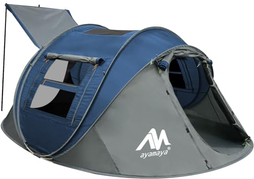 AYAMAYA Pop-Up-Zelte für 4 Personen für Camping – wasserdicht, sofortiges Familienzelt mit Oberlicht und abnehmbarem Regenschutz, verbesserte große Größe mit 2 Türen, automatisch, einfach aufzubauen, AYAMAYA Pop-Up-Zelte für 4 Personen für Camping – wasserdicht, sofortiges Familienzelt mit Oberlicht und abnehmbarem Regenschutz, verbesserte große Größe mit 2 Türen, automatisch, einfach aufzubauen, von AYAMAYA