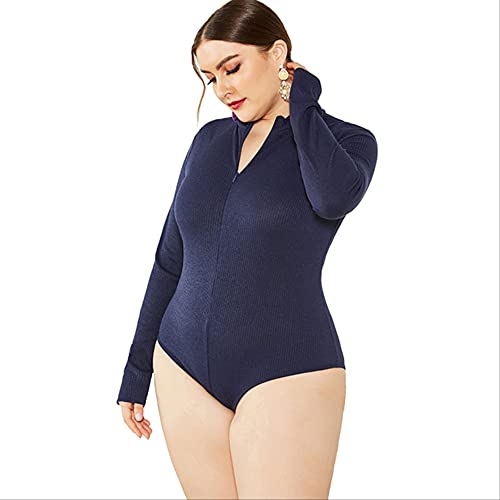 AYJMA Bodysuit Overalls Bodycon Casual Langarm Slim Knit Damen Herbst Damen Zip Body Tops Shirt Plus Size Stretch XXXL Dunkelblau AYJMA Bodysuit Overalls Bodycon Casual Langarm Slim Knit Damen Herbst Damen Zip Body Tops Shirt Plus Size Stretch XXXL Dunkelblau von AYJMA