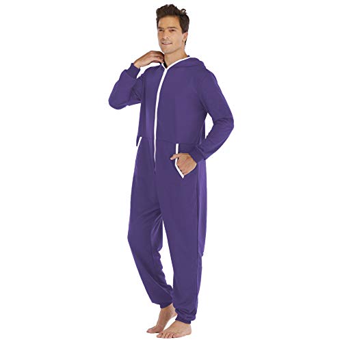 AYJMA Herren Nachtwäsche Jumsuits Mode Kapuze Winter Reißverschluss Onesies Solid Pyjamas Homewear Langarm Nachtwäsche Strampler XXL lila AYJMA Herren Nachtwäsche Jumsuits Mode Kapuze Winter Reißverschluss Onesies Solid Pyjamas Homewear Langarm Nachtwäsche Strampler XXL lila von AYJMA