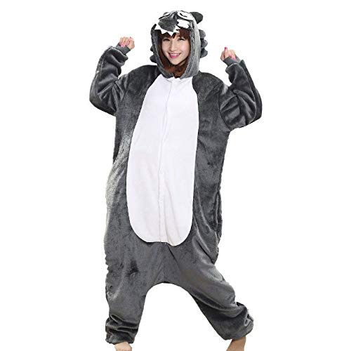 Onesie Cartoon Tier Kigurumis Pyjama Unisex Adult Funny Party Anzug Winter Warmer Schlafanzug Langer Anzug S Wolf von AYJMA