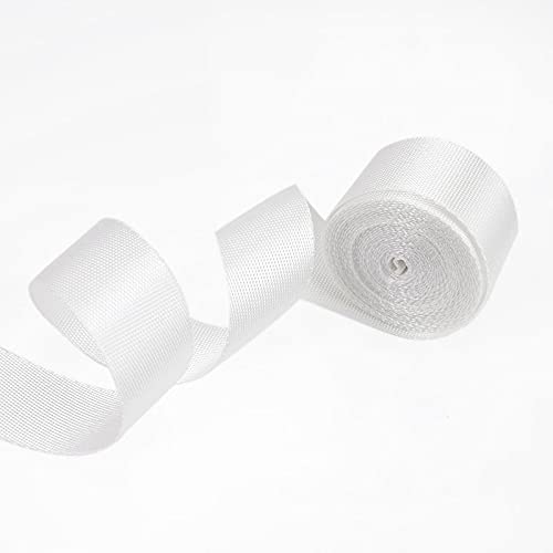 AYKANING Gurtband,GurtbäNder 8 Meter 0,7 mm Dicke Polyester-Nylon-Webebings-Riemen-Bänder Knapsack-Rucksack-Gürtel-Etikettenbänder BIAS-Bindung DIY. Nähendes Handwerk(White,25mm) von AYKANING