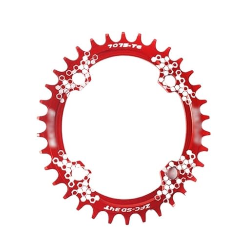 AYKANING Kettenblatt,Fahrrad Kettenblatt 104BCD Fahrrad Kettenblatt 30T-42T Rund Oval Fahrrad Kettenblatt Aluminium Engen Breite Kettenblatt Mountainbike Teile(34T,Oval Red) von AYKANING