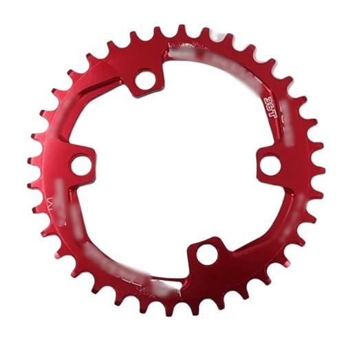 AYKANING Kettenblatt,Fahrrad Kettenblatt MTB Kettenblatt Supply Rad Fahrradkette Rundscheibe Fahrradteile Ersatz Single Speed ​​Ersatz 32/34/36/38T 96BCD(32T,Red) von AYKANING