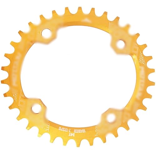 AYKANING Kettenblatt,Fahrrad Kettenblatt Ovales Kettenblatt 104BCD for MTB-Fahrradkettenblatt 32T 34T 36T Zahnplatte Kettenblatt 104 Bcd(34T,Yellow) von AYKANING