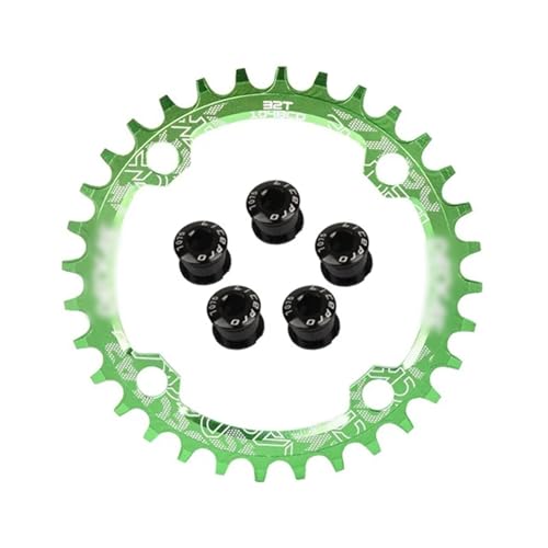 AYKANING Kettenblatt,Fahrrad Kettenblatt Schmales, breites Kettenblatt 104 BCD mit Schrauben, 32/34/36/38T, MTB-Kettenblatt, rund, Coroa 104bcd, 38 36 Zähne(34T,Green) von AYKANING