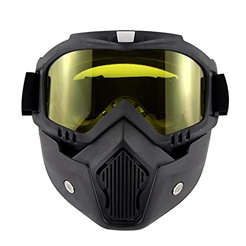 AYKANING Motocross Brille,Motorradbrille Motorrad Gläser Motocross Moto Reiten Brille Abnehmbare Goggle UV Schutz Skifahrer Motorrad Open Face Helm Mask(Color:Yellow Lens) von AYKANING