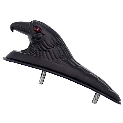 AYKANING Motorrad Fender,Motorrad KotflüGel 1 stücke Universal Motorrad Eagle Kopf Fender Ornament mit rot beleuchtet Augen Front Machtguard Motorhaube Dekoration Moto Zubehör(Black) von AYKANING