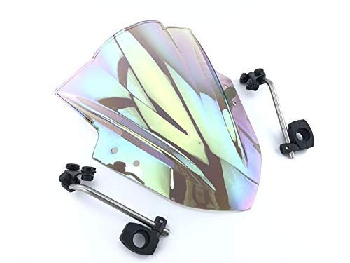 AYKANING Windschild Motorrad,Motorrad Windabweiser Motorrad-Windschutzscheiben-Windschutzscheibe mit einem einstellbaren Klammer-Windschirm(Color:Clear iruidium) von AYKANING