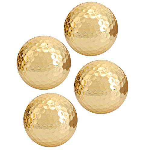Goldene Golfbälle, 4 Stück Tragbares Exquisites Goldfarbenes Trainings Ballset, Golfball Zubehör Überzoger Goldener Golfball Als Geschenk, Luft-Boden-Licht-Bedingungen Golf von AYNEFY