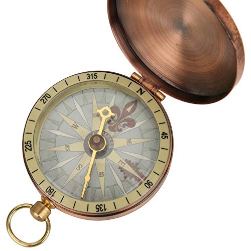 Vintage Taschenuhr Metall Kompass antike Messing Klappdeckel Kompass mit automatischer Klappdeckel Klein und tragbar für Outdoor Rucksacktouren, Camping, Wandern von AYNEFY