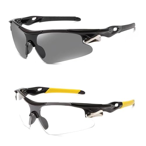 AYNKH 2 Stück Fahrradbrille,Fahrrad Brille für Herren Damen,Sonnenbrillen Winddicht,High Definition Sonnenschutz,Sportbrille,Schnelle Brille Rave,UV400 Schutz für Outdooraktivitäten Radfahren Laufen AYNKH 2 Stück Fahrradbrille,Fahrrad Brille für Herren Damen,Sonnenbrillen Winddicht,High Definition Sonnenschutz,Sportbrille,Schnelle Brille Rave,UV400 Schutz für Outdooraktivitäten Radfahren Laufen von AYNKH