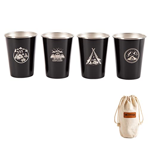 AYPOHU 4 Stücke 350 Ml Edelstahl Outdoor Camping Tasse Aufbewahrungstasche Stapelbar Trinkwasser Bier von AYPOHU