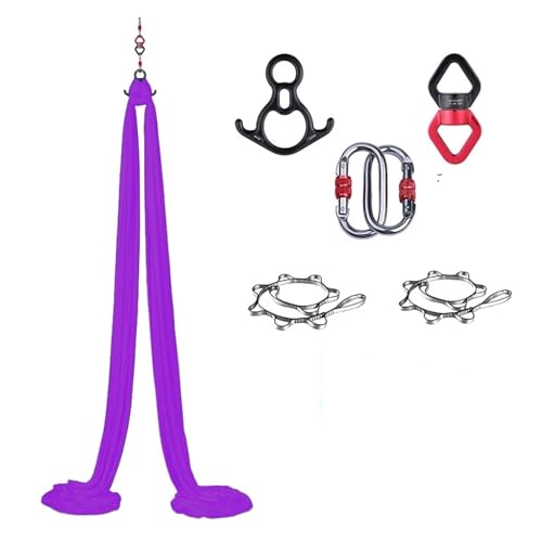 AYWTIUN Aerial yogatuch 1,5 x8M Aerial Yoga Schaukel Hängematte Set Nylon Hause Outdoor Fitness Yoga Ausrüstung Hängematte Tanz for Turner Bodybuilding(Purple) von AYWTIUN