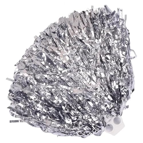 AYWTIUN Cheerleader Pompons 30cm Cheerleader Hand Blume Dance Pom Poms Fußball Basketball Fußball Spiel Pompon Club Sport Jubeln Ball(Silver) von AYWTIUN