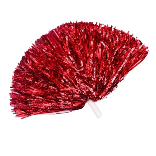 AYWTIUN Cheerleader Pompons 4Pcs Cheerleading Pom Poms for Erwachsene Metallic Streamer Pompoms Cheerleader Hand Blumen Tanzen Team Sport(Red) von AYWTIUN