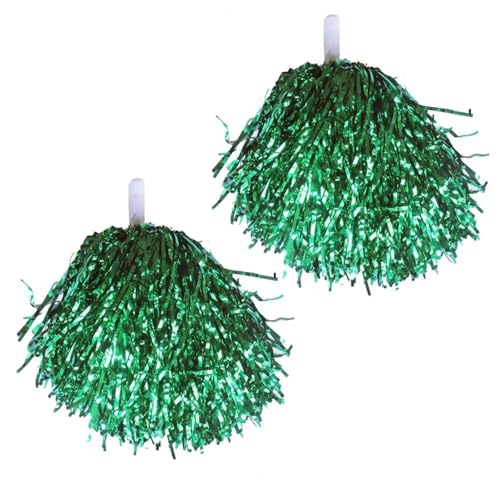 AYWTIUN Cheerleader Pompons Leichte Tanz-Pom-Poms, Cheerleader-Pomps for Sportveranstaltungen, Requisiten for die Tanzatmosphäre, 2 Stück, rutschfeste Griffe, Handblumen(Green) von AYWTIUN