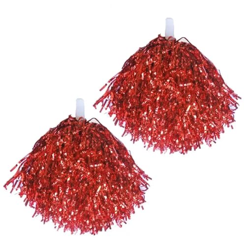 AYWTIUN Cheerleader Pompons Leichte Tanz-Pom-Poms, Cheerleader-Pomps for Sportveranstaltungen, Requisiten for die Tanzatmosphäre, 2 Stück, rutschfeste Griffe, Handblumen(Red) von AYWTIUN