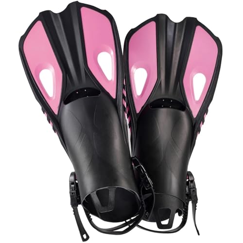 AYWTIUN Flossen Schnorchelflossen Schwimmflossen Kurze Tauchflossen Froschschuhe Entenweben Verstellbare Reisegröße Aus Silikon Offene Ferse for Erwachsene(Pink,XS) von AYWTIUN