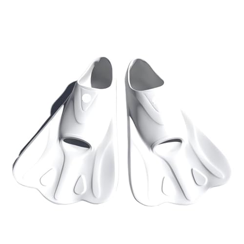 AYWTIUN Flossen Schwimmtrainingsflossen Silikon Tauchflossen Kurz Männer Frauen Schnorchel Schwimmflossen Kinder Flossen Ausrüstungsset(White,XXS) von AYWTIUN