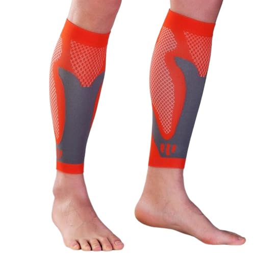 AYWTIUN Kompressionsstrümpfe 1 Paar Kompressionsstrümpfe for die Beine, Wadenstützstrümpfe, Bequeme Socken ohne Fuß for Fitness, Laufen, Schienbeinkantensyndrom(Orange,M) von AYWTIUN